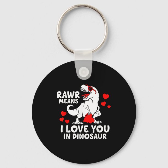 Rawr Means I Love You In Dinosaur Valentine’s Day  Nyckelring (Framsida)