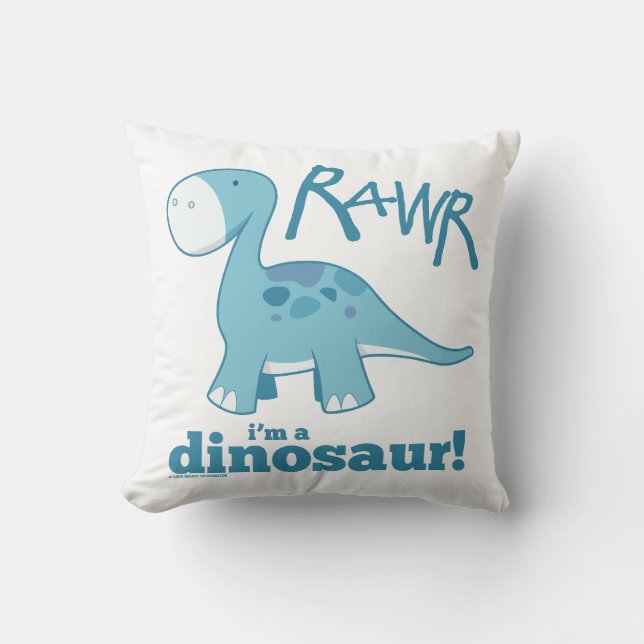 RAWR mig förmiddag en Dinosaurdekorativ kudde (Framsida)