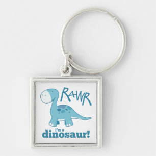 RAWR mig förmiddag en DinosaurDiplodocus Fyrkantig Silverfärgad Nyckelring