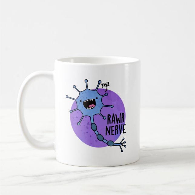 Rawr Nerve Funny Neuron Nerve Pun Kaffemugg (Vänster)