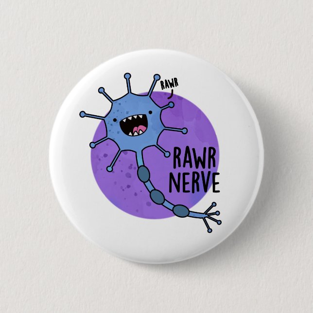 Rawr Nerve Funny Neuron Nerve Pun Knapp (Framsida)
