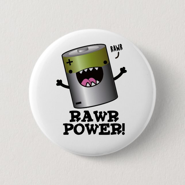 Rawr Power Funny Battery Pun Knapp (Framsida)