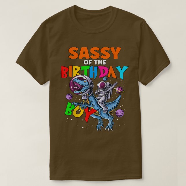 Rawr Sassy of the Birthday Boy Astronaut Riding Di T Shirt (Design framsida)