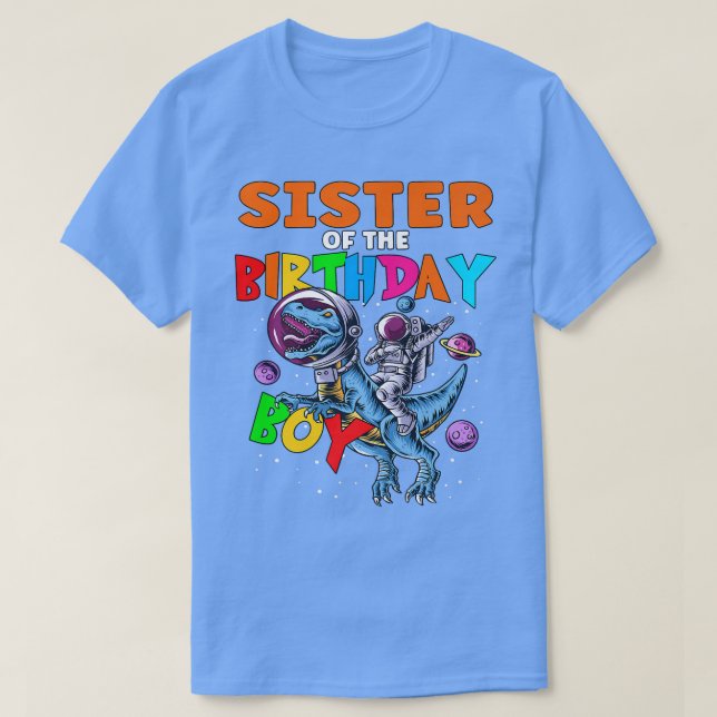 Rawr Sister of the Birthday Boy Astronaut Riding D T Shirt (Design framsida)
