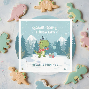 RAWR-some Dino Winter-Födelsedagsfest Pappersservett