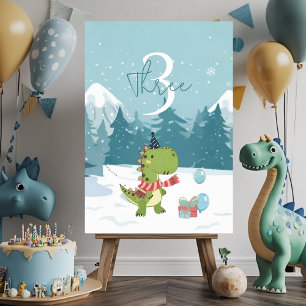 RAWR-some Dinosaur Winter Birthday Bordsnummer