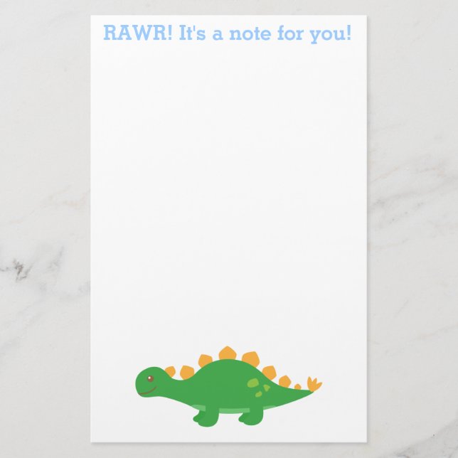 Rawr, söt grön Stegosaurus-dinosaurie Brevpapper (Framsida)
