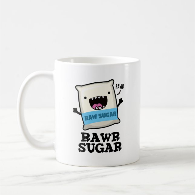 Rawr Sugar Funny Food Pun Kaffemugg (Vänster)
