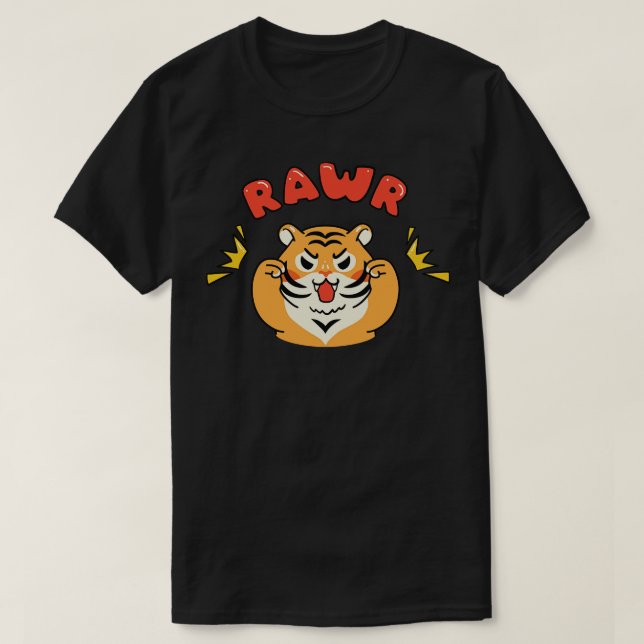 Rawr Tiger Kawaii T Shirt (Design framsida)
