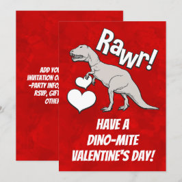 Rawr Tyrannosaurus T Rex Valentines Day Kids Boys Inbjudningar