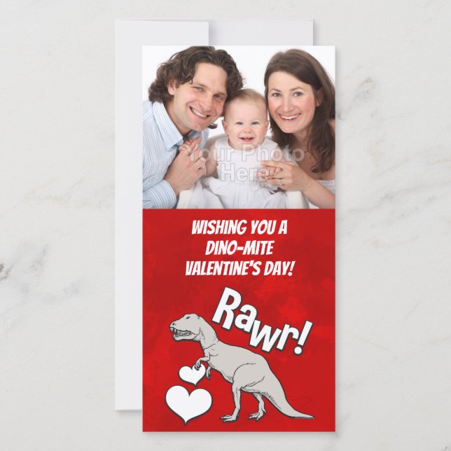Rawr Tyrannosaurus T Rex Valentines Day Kids Boys Julkort (Framsida)