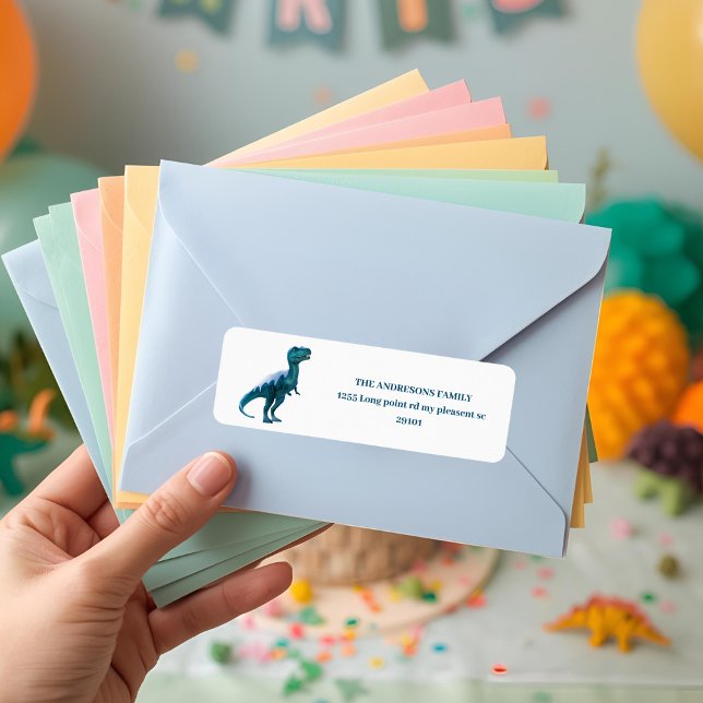 RAWR under Ljus Dinosaur Winter Birthday Returadress Etikett (Skapare uppladdad)