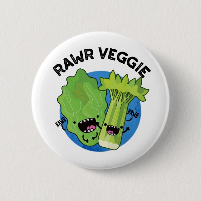 Rawr Veggie Funny Food Pun Knapp (Framsida)