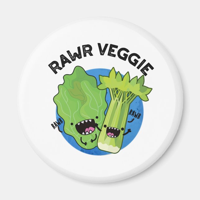 Rawr Veggie Funny Food Pun Magnet (Framsidan)