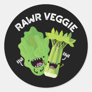 Rawr Veggie Funny Food Pun Mörk BG Runt Klistermärke