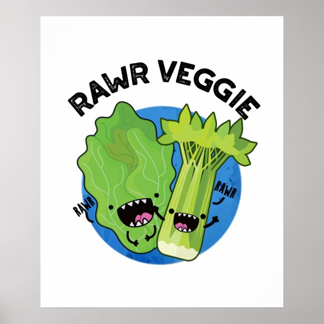 Rawr Veggie Funny Food Pun Poster (Framsidan)