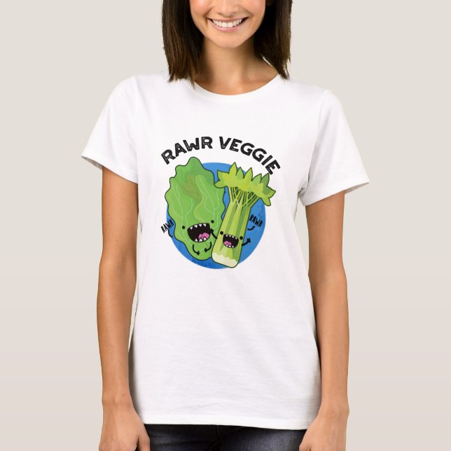 Rawr Veggie Funny Food Pun T Shirt (Framsida)