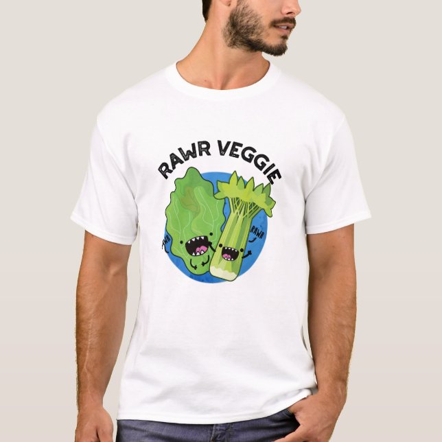 Rawr Veggie Funny Food Pun T Shirt (Framsida)
