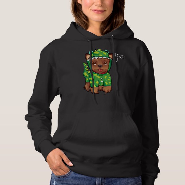 Rawr Yorkshire Terrier Dinosaur Hund T Shirt (Framsida)