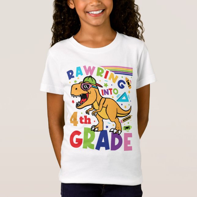 Rawring till fjärde Klass Back to school Kids T Shirt (Framsida)