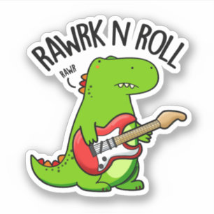 Rawrk och Roll Funny Rocker Dinosaur Pun Klistermärken