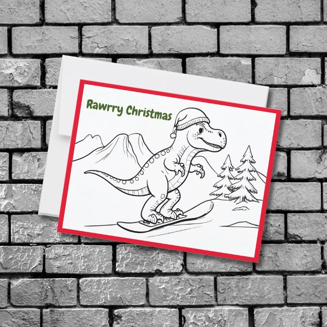 Rawrry christmas T-rex ridsnowboard Vykort (Skapare uppladdad)