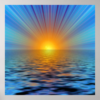 Ray-687316 DIGITAL SUNRISE OCEAN RIPPLES BACKGRO Poster