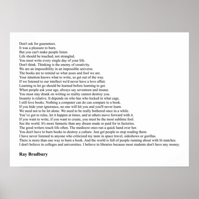 Ray Bradbury Quotes Poster (Framsidan)