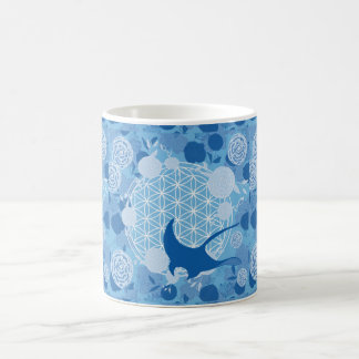 ray,flower of life, blue, mandala,zen,chakra,patte kaffemugg
