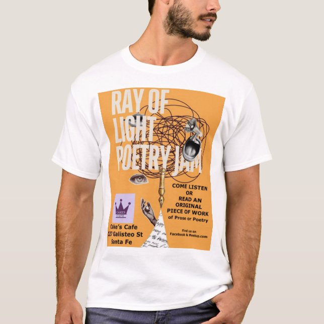 Ray of Light Poetry Jam vit T-shirt (Framsida)