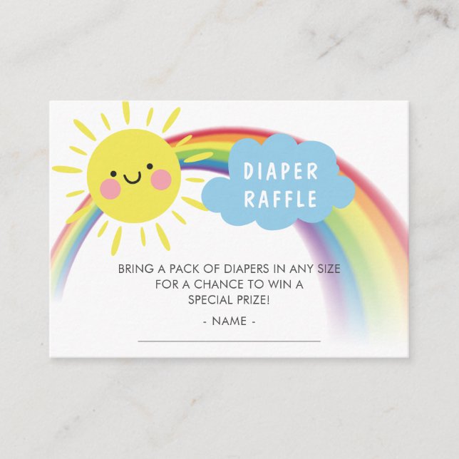 Ray of Sunshine Baby Shower Diaper Raffle Biljett Tilläggskort (Framsida)