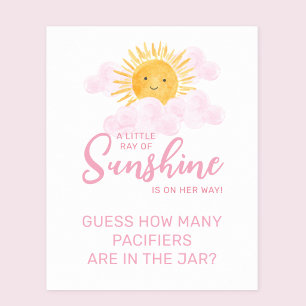 Ray Of Sunshine Baby Shower Hur många nappflaskor Poster