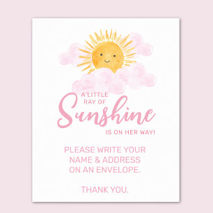 Ray Of Sunshine Baby Shower Namn Och Adress Poster