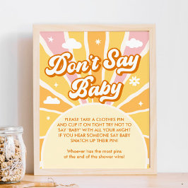 Ray of Sunshine Baby Shower säger inte Baby Game Poster