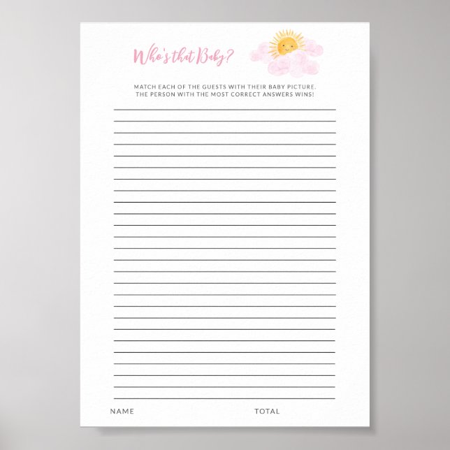 Ray Of Sunshine Baby Shower-spel Poster (Framsidan)