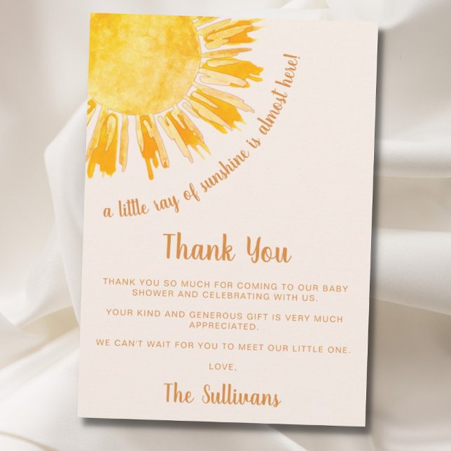 Ray of Sunshine Boho Baby Shower Tack Kort (Skapare uppladdad)