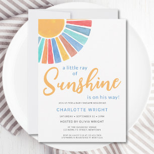Ray of Sunshine Boy's Baby Shower Inbjudningar