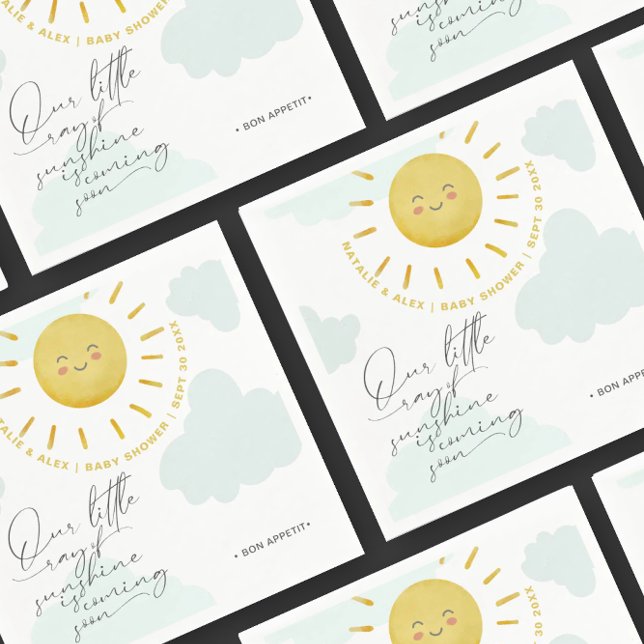 Ray of Sunshine Clouds Gender Neutral Baby Shower Pappersservett (Skapare uppladdad)