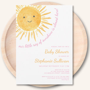 Ray of Sunshine Girl Baby Shower Inbjudningar