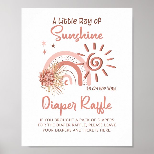 Ray of Sunshine Girl Baby Shower Raffle Poster (Framsidan)