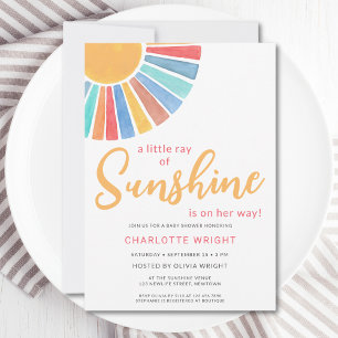 Ray of Sunshine Girl's Baby Shower Inbjudningar