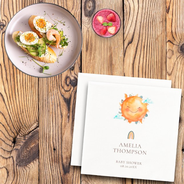 Ray of Sunshine Rainbow Welcome Boho Baby Shower Pappersservett (Skapare uppladdad)