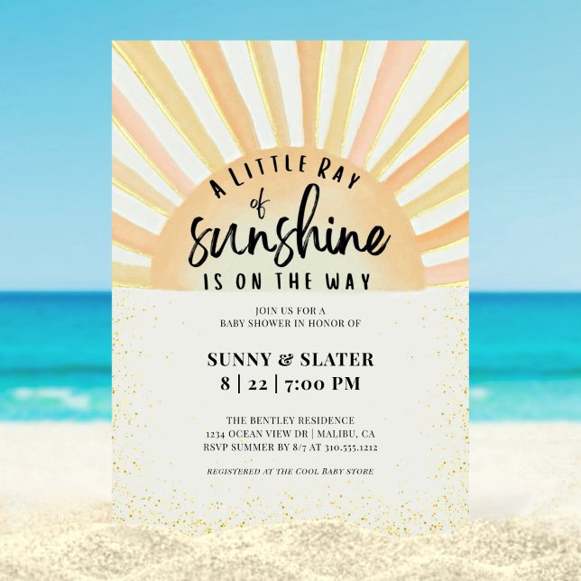 Ray of Sunshine Retro Summer Beach Baby Shower Inbjudningar (Skapare uppladdad)
