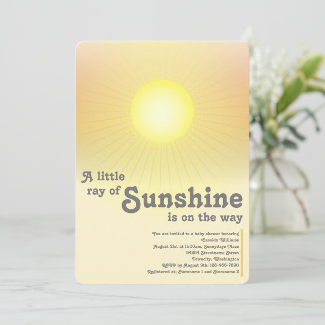 Ray of Sunshine Sol Baby Shower-inbjudan Inbjudningar (Stående Fram)