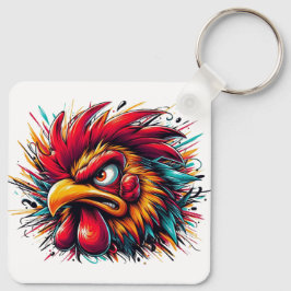 "Ray the Fierce Rooster" Aluminum Keychain Nyckelring