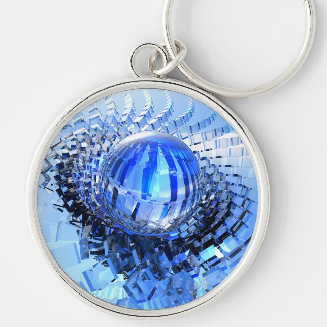 Raydianze bR-Wyz Keychain Rund Silverfärgad Nyckelring (Framsidan)