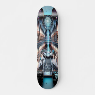 "Raygun Gothic Futuristiska Art Museum Deck" Mini Skateboard Bräda 18,5 Cm