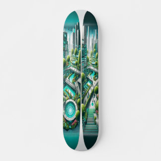 "Raygun Gothic Futuristiska Urban Park Deck" Mini Skateboard Bräda 18,5 Cm