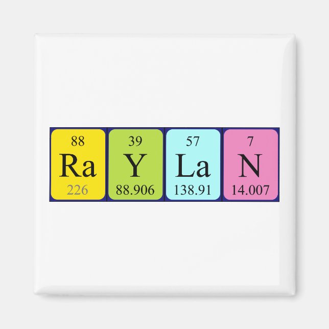 Raylan periodiskt bord namn magnet (Framsidan)