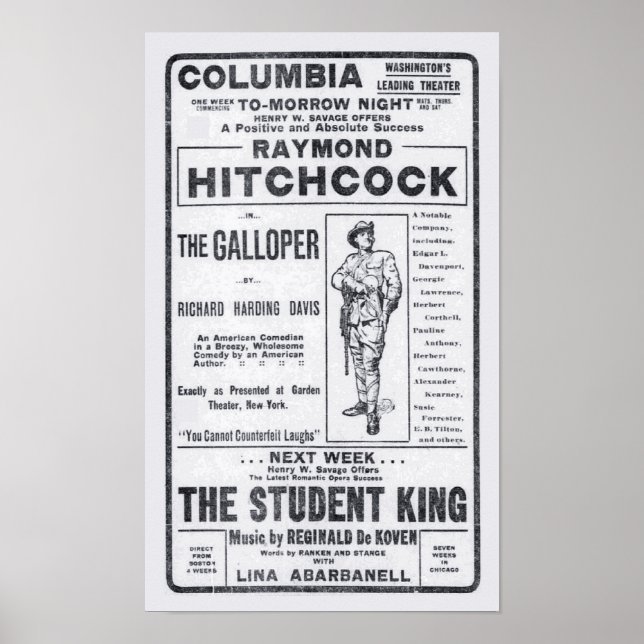 Raymond Hitchcock 1906 teatertidning och poster (Framsidan)